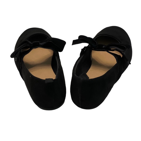 Old Navy Black Kids Faux Suede Dress Shoes with Velvet Bow Straps | Girls 11T - Picture 3 of 6